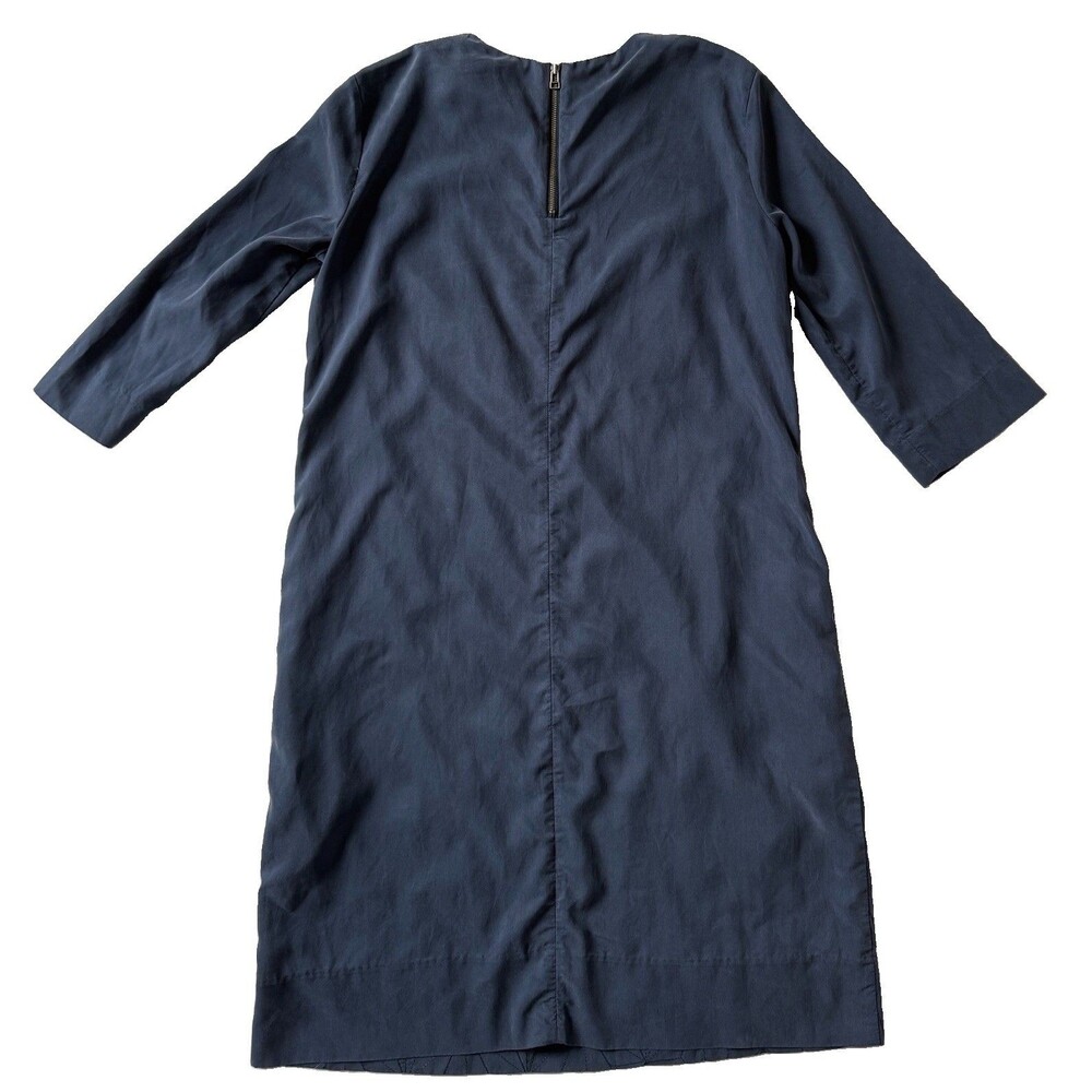 Noa Noa navy blue geometric quilted shift dress 3/4 sleeve 34 EU 4US - Picture 2 of 6